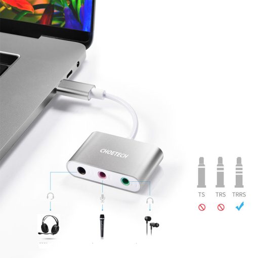 Buy Official CHOETECH USB C Audio Adapter With Microphone Jack in Pakistan at Dab Lew Tech