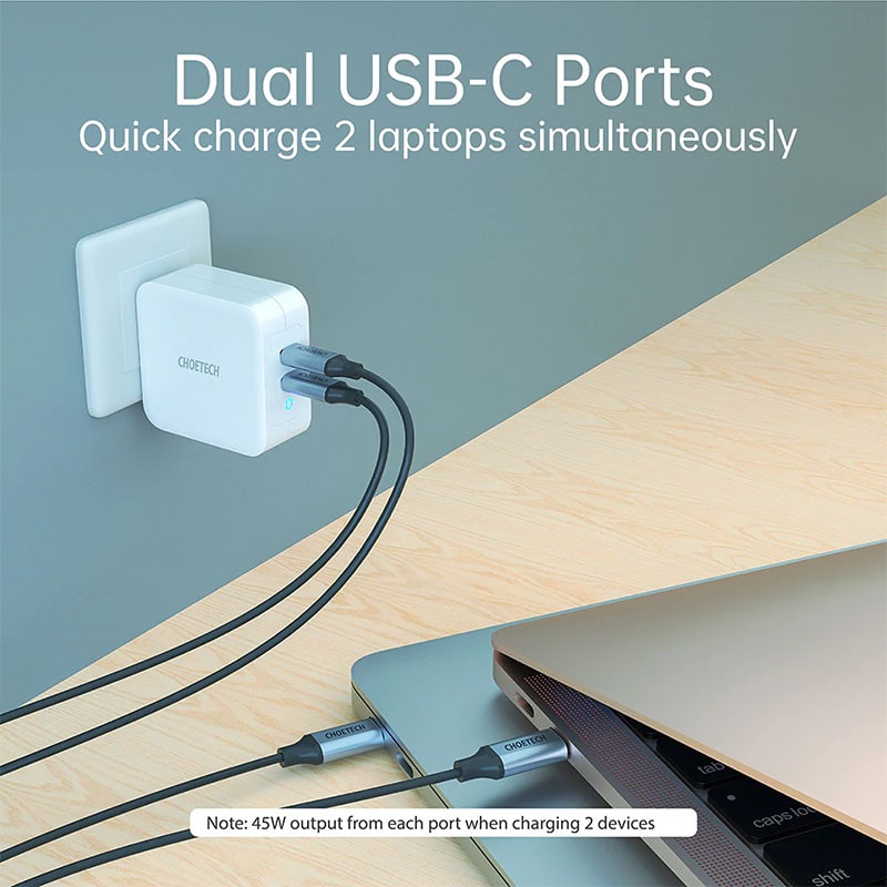 Buy Choetech PD6008 100W PD GaN Dual USB Type-C Wall Charger Price In Pakistan available on techmac.pk we offer fast home delivery all over nationwide.