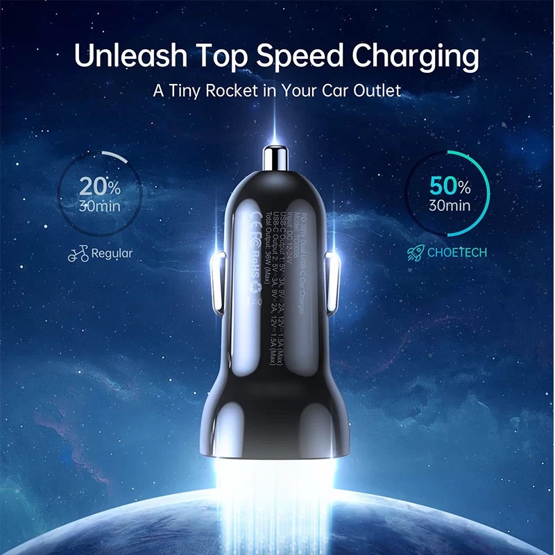 Buy Choetech 40W Car Charger & Lightning Cable in Pakistan