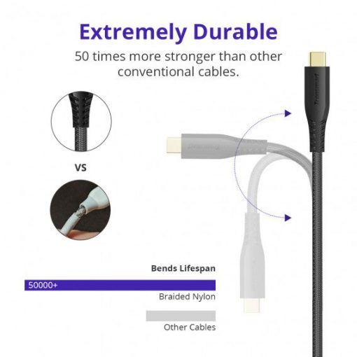 Tronsmart TAC02 6ft USB-C to USB-A 3.0 Nylon Braided Fast Charging Cable - Image 4