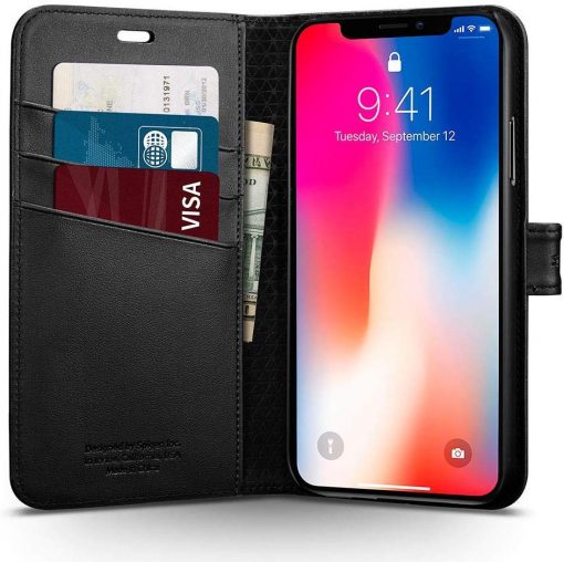 Spigen iPhone X / iPhone XS 2017 Case Wallet S Black 057CS22176