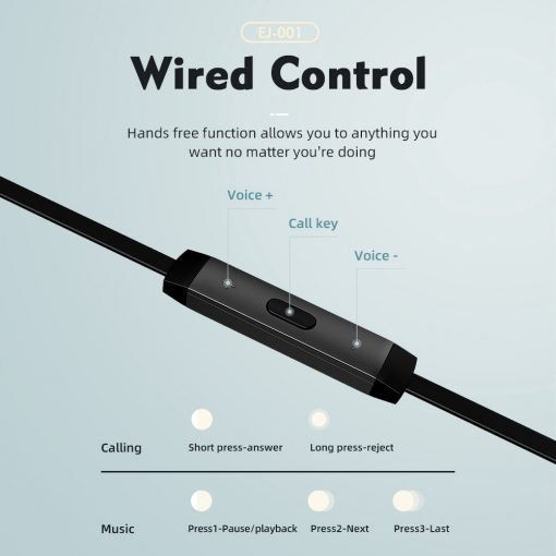 Stereo Bass Earphone 3.5mm with Microphone Wired Control Gaming Headset  Black - Image 2