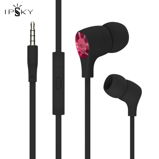 Stereo Bass Earphone 3.5mm with Microphone Wired Control Gaming Headset  Black