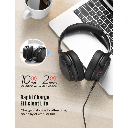Mpow H17 Active Noise Cancelling Headphones, 45 Hours of Playing, Bluetooth Headphones with Fast Charging, Hi-Fi Sound, Bluetooth Headset with Microphone for TV/Mobile/PC - Image 7