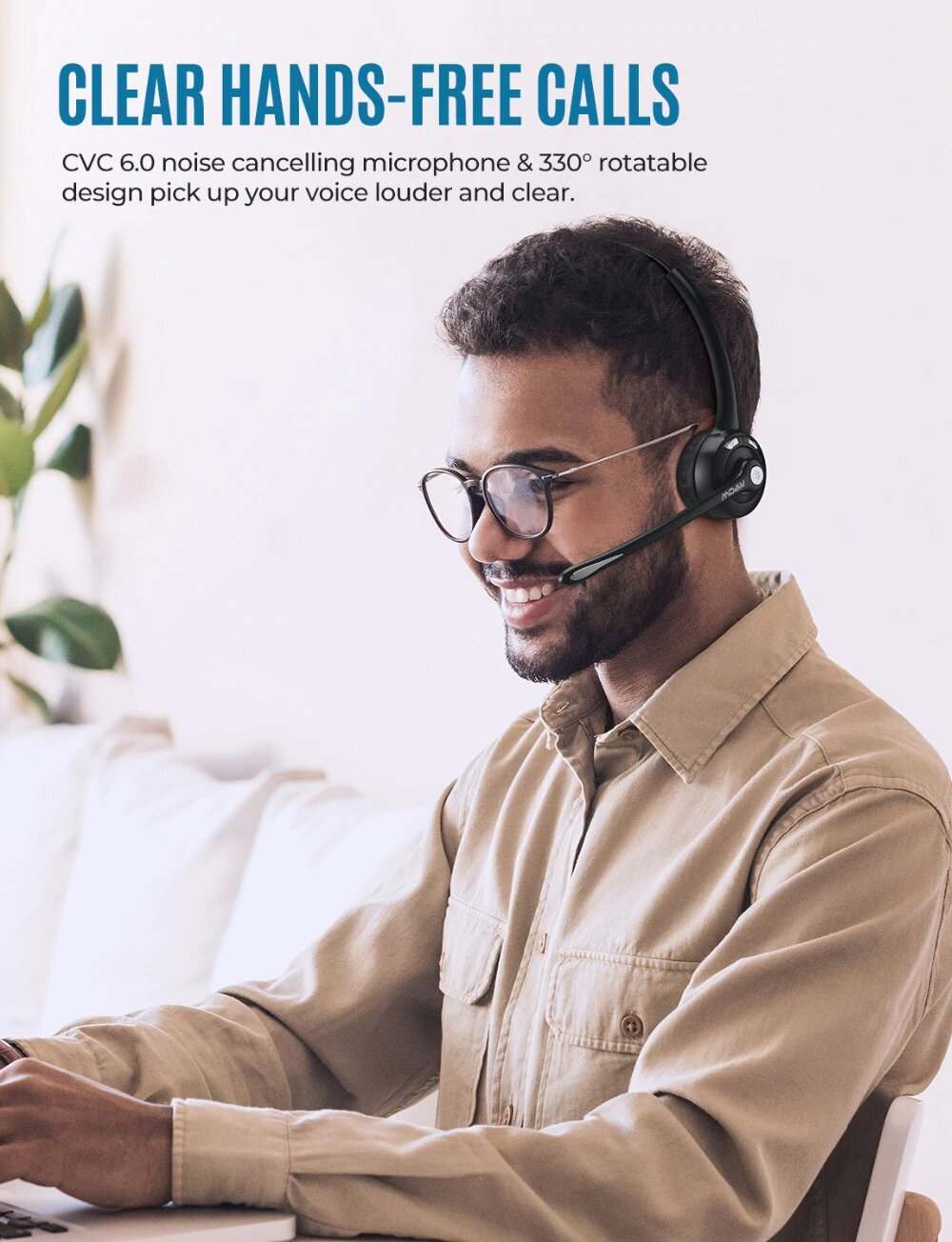 Car and Driver Trucker Bluetooth Headset, Wireless Headset Noise Canceling  Headphones with Microphone, Home Office, Zoom, Call Center, Clear Highway
