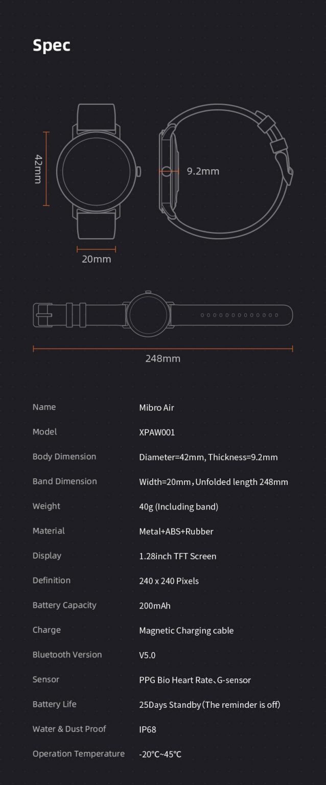 xiaomi smartwatch list