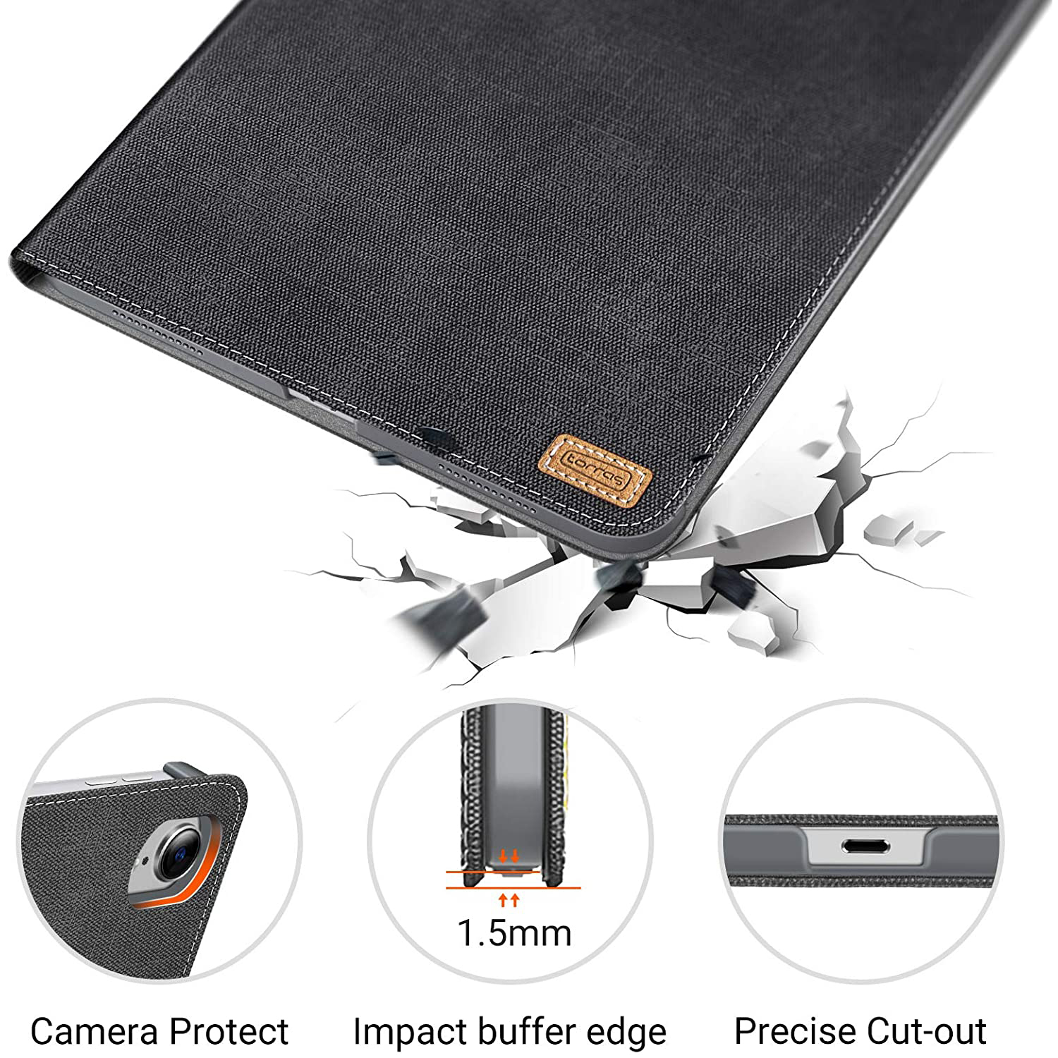 TORRAS iPad Pro 12.9 case, Slim fit Flip Folio Leather iPad Pro Case ...