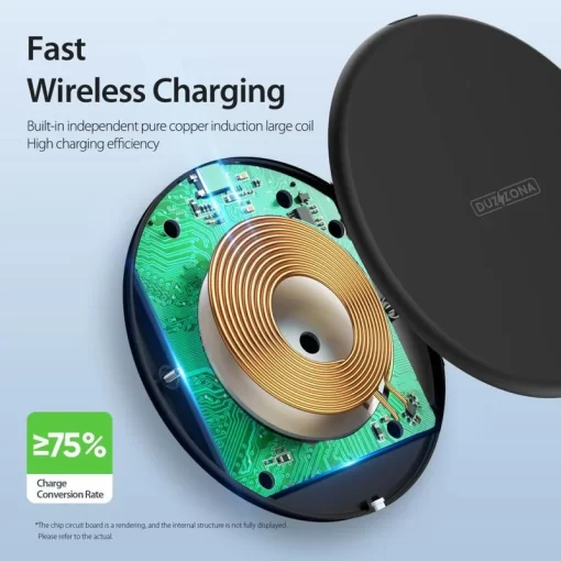 Universal 15W Fast Qi-Certified Wireless Charger - W11 - Black - Image 5