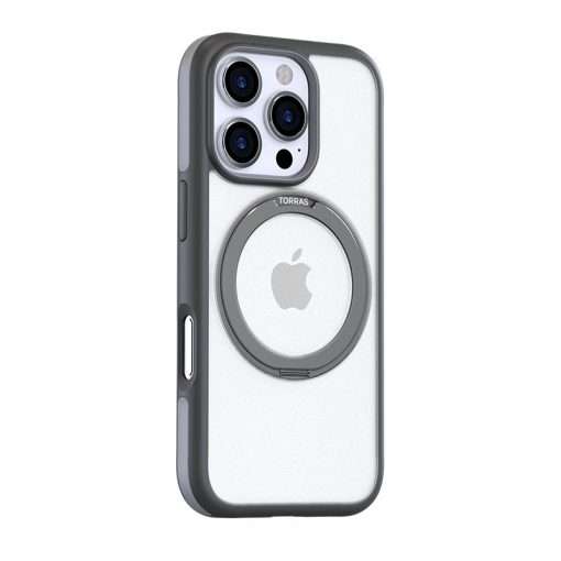 Torras Ostand R Fusion Series MagSafe Compatible Case for iPhone 16 Pro Max – Titanium Grey - Image 3