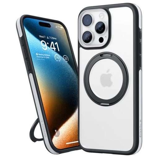 Torras Ostand R Fusion Series MagSafe Compatible Case for iPhone 16 Pro Max – Black - Image 3