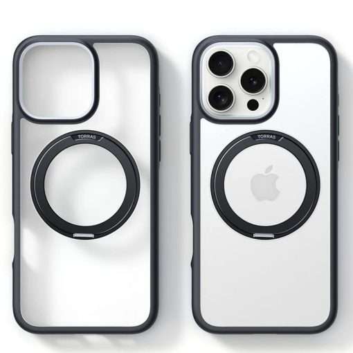 Torras Ostand R Fusion Series MagSafe Compatible Case for iPhone 16 Pro Max – Black - Image 2