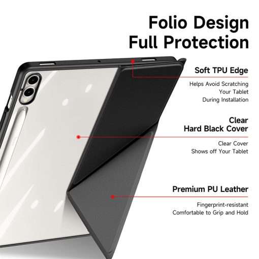 Dux Smart Folio Case with Pencil Holder for Samsung Tab S10 Plus/S9 Plus/S9 FE Plus - Black - Image 5