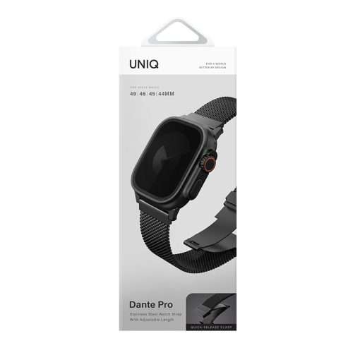 UNIQ Dante Pro Apple Watch Series 1-10 SE/SE2 & Ultra/2 Mesh Steel Strap 49/46/45/44MM – Black - Image 3