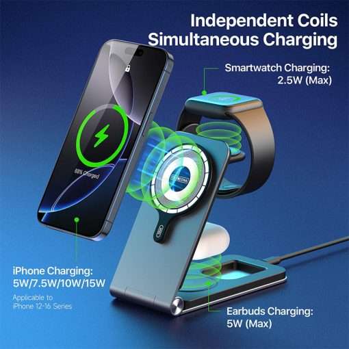 Duzzona Foldable 3in1 15W Magnetic Wireless Charger Stand - Image 4