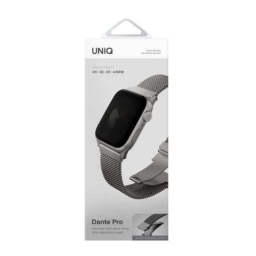 UNIQ Dante Pro Apple Watch Series 1-10 SE/SE2 & Ultra/2 Mesh Steel Strap 49/46/45/44MM – Silver - Image 3