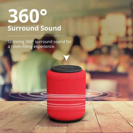 Tronsmart T6 Mini Upgraded Bluetooth Speaker TWS Speakers IPX6 Wireless Portable Speaker with 360 Degree Surround Sound, Voice Assistant - RED - Image 2