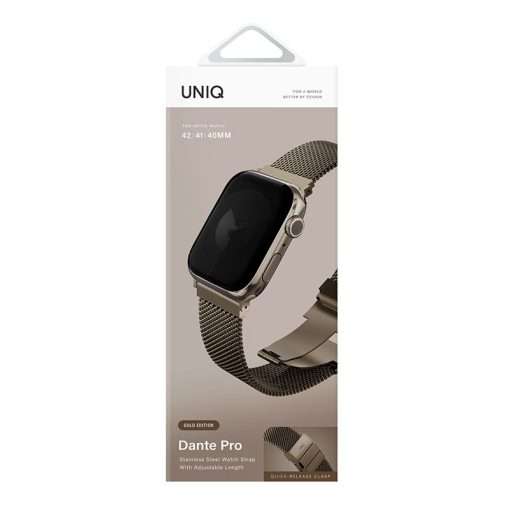 UNIQ Dante Pro Apple Watch Series 1-10 SE/SE2 Mesh Steel Strap 42/41/40MM – Gold - Image 3