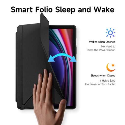 Dux Smart Folio Case with Pencil Holder for Samsung Tab S9/S9 FE – Black - Image 7