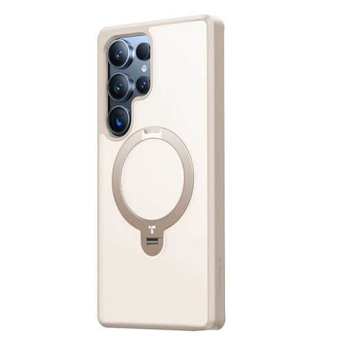 Torras Ostand Spin Magnetic (MagSafe Compatible) Series Phone Case for Samsung Galaxy S25 Ultra – Gold - Image 2