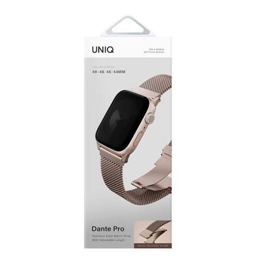 UNIQ Dante Pro Apple Watch Series 1-10 SE/SE2 & Ultra/2 Mesh Steel Strap 49/46/45/44MM – Rose - Image 3