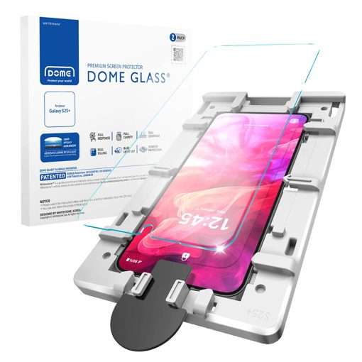 Whitestone [Dome Glass] Tempered Glass Screen Protector Liquid Dispersion Tech For Samsung Galaxy S25 with UV Kit – 2 Pack