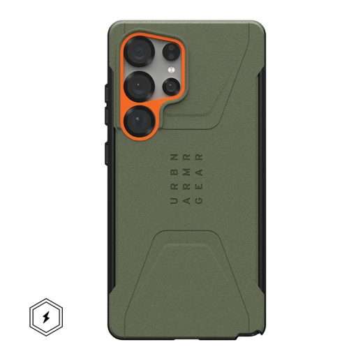 UAG Civilian Magsafe Compatible Phone Case for Samsung Galaxy S25 Ultra – Olive/Orange