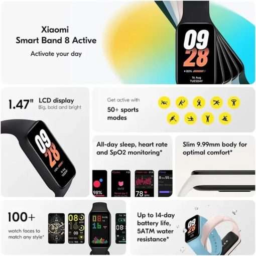 Xiaomi Smart Band 8 Active Fitness Tracker - Global Edition - Pink - Image 9