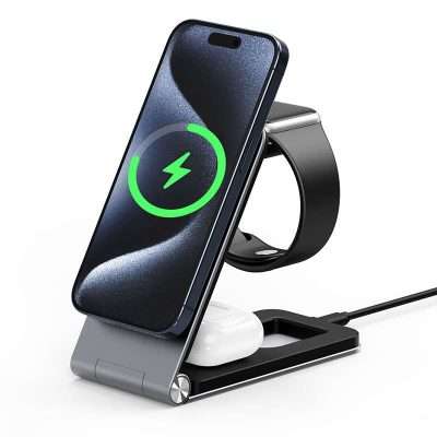 Buy Duzzona Foldable 3in1 15W Magnetic Wireless Charger Stand in Pakistan