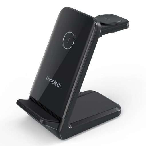 Choetech 15W 4-in-1 Wireless Charger Stand for Apple and Samsung Watch - Black - Image 2