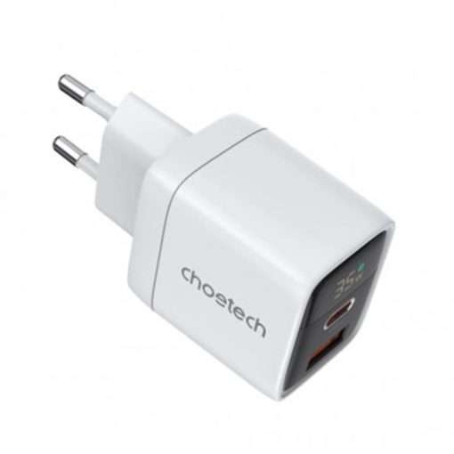 Choetech PD35W USB-C & USB-A GaN Charger with display – PD6052 – White - Image 2