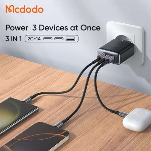 Mcdodo 45W 3-Port Fast Charger EU - CH-4860 - Black - Image 3