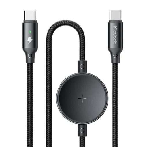 Mcdodo 60W 2in1 Type-C to Type-C Charging Cable with Wireless Charger for Samsung Watch - CA-4170 - Black