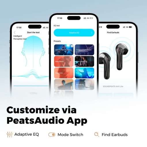 SoundPEATS Air5 Lite Wireless Earbuds with Hi Res Audio, Bluetooth 5.4 Semi in Ear Earphones, 13mm Drivers, LDAC Codec, 30 Hrs Fast Charge - Black - Image 7