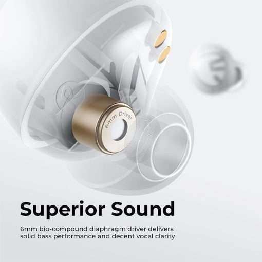 SoundPEATS Free2 Classic Wireless Earbuds Bluetooth V5.1 30Hrs Playtime - White - Image 4