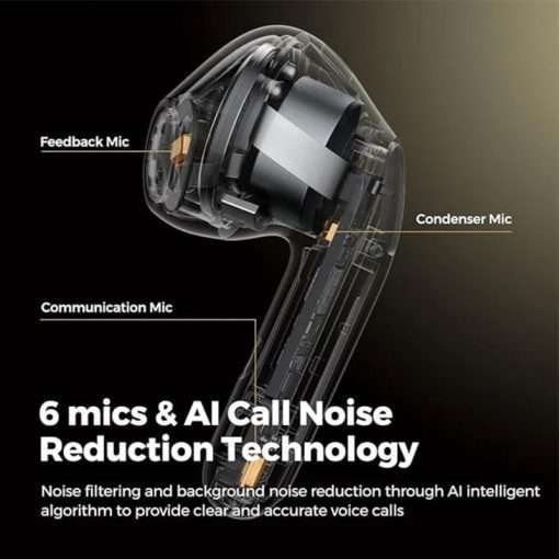 SoundPEATS Air4 True Wireless Earbuds with Snapdragon AptX Adaptive Lossless Bluetooth 5.3 Earbuds with Boost Bass, Multipoint Connection, 6-Mics - Transparent Black - Image 2