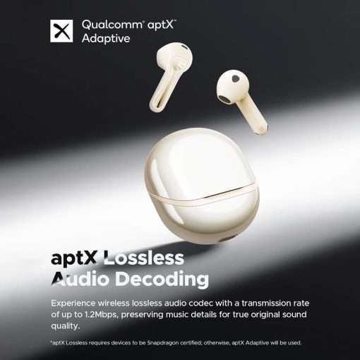 SoundPEATS Air5 True Wireless Earbuds with Bluetooth 5.4, aptX Lossless Audio, Hi-Res Qualcomm Snapdragon QCC3091 Chip, 13mm Driver, Multipoint Pairing - Beige - Image 3