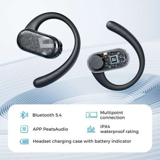 SoundPEATS Breezy Open Ear True Wireless Earphones with 40Hrs Playtime, 90° Adjustable, Bluetooth 5.4, 12mm Drivers, 4 Mics with AI Call Noise Canceling - Image 4