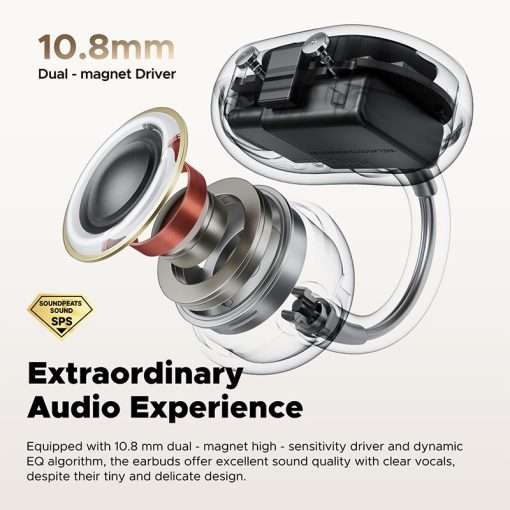 SoundPEATS POP Clip Wireless Open Ear Earbuds, Button Control, Lightweight, 30H Playtime, IPX5, Bluetooth 5.4 Immersive Audio, Sports Running - Image 6