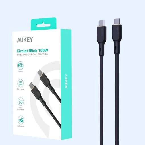 Aukey Circlet Blink 100W Silicone USB-C to USB-C Cable 1.8m - CB-SCC102 - Image 10