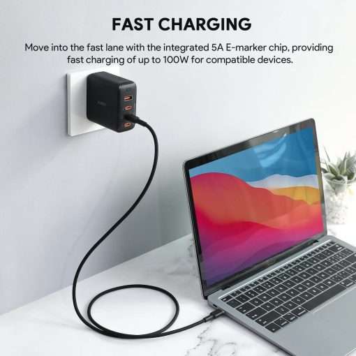 Aukey Circlet Blink 100W Silicone USB-C to USB-C Cable 1.8m - CB-SCC102 - Image 8