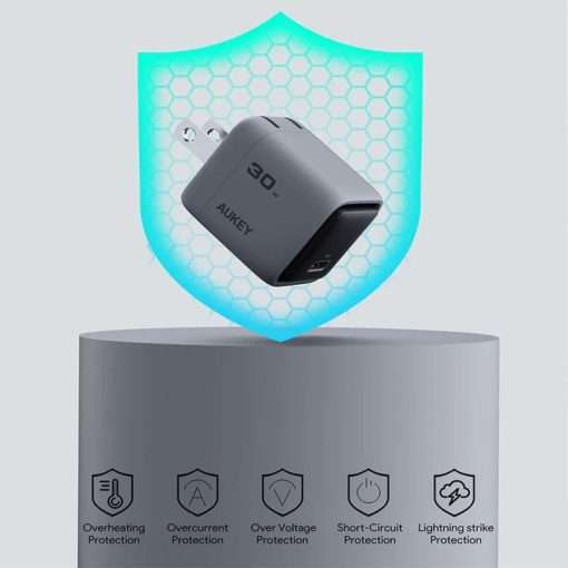 Aukey 30W PD Wall Charger with GaN Technology - PA-C1 - Grey - Image 5