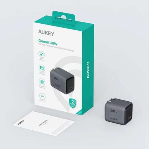 Aukey 30W PD Wall Charger with GaN Technology - PA-C1 - Grey - Image 7