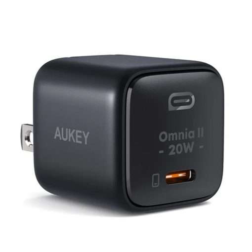 Aukey Omnia II Mini 20W USB-C PD Wall Charger, Ultra-Compact and Portable - (PA-B1T) - Black