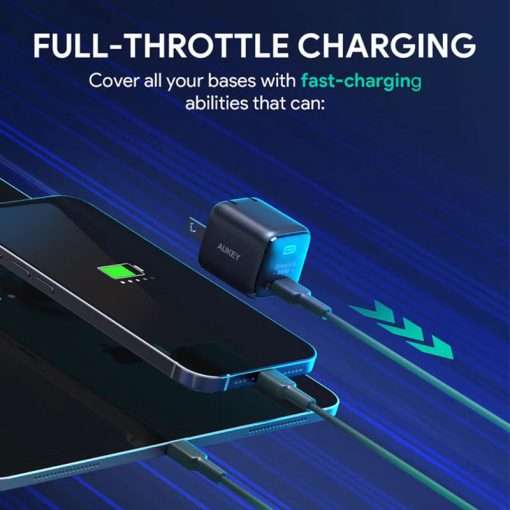 Aukey Omnia II Mini 20W USB-C PD Wall Charger, Ultra-Compact and Portable - (PA-B1T) - Black - Image 4