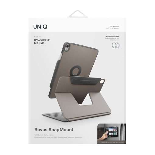 Uniq Rovus Series Magnetic 360 Rotating Case for iPad Air 13 (M2-M3) - Grey - Image 7