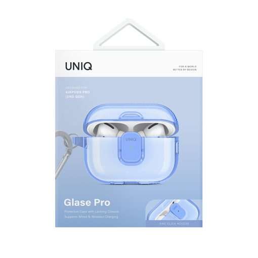 Uniq Glase Pro Lock Case for AirPods Pro 2nd Gen - Blue - Image 2