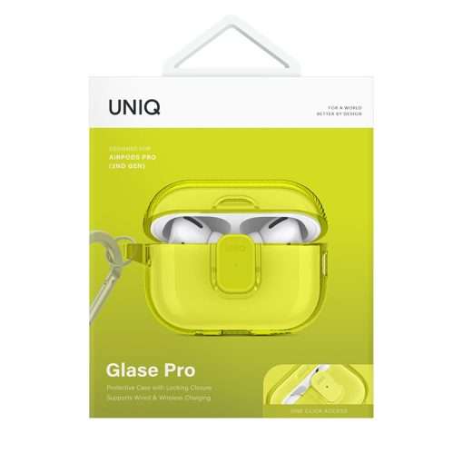 Uniq Glase Pro Lock Case for AirPods Pro 2nd Gen - Light Lime - Image 2