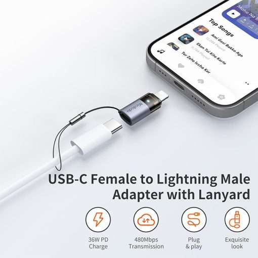 Mcdodo 36W USB-C to Lightning Adapter with Lanyard - CA-7630 - Grey - Image 2