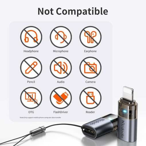 Mcdodo 36W USB-C to Lightning Adapter with Lanyard - CA-7630 - Grey - Image 6